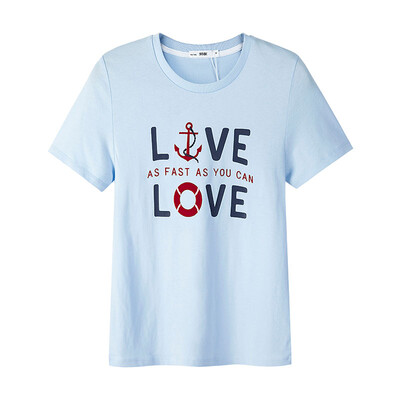 

Semir T-shirt short-sleeved T-shirt women&39s round neck shirt embroidery printing students 12216000011 light blue