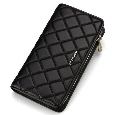 

Monster MONTAGUT sheepskin female wallet long single zipper large capacity ladies handbag Lingge Korean version R5322042421 black