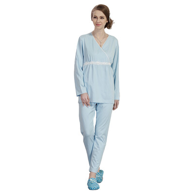 

Pui Kiss Mimi Maids Pregnant Women V-Neck Lace Pajamas Home Service Sugar Set B7071 Blue 165 L