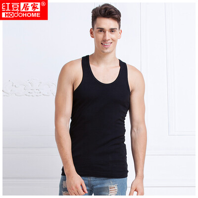 

Red beans home Hodohome men&39s vest male cotton fashion rendering sleeveless thin section fitness sweat black 17095