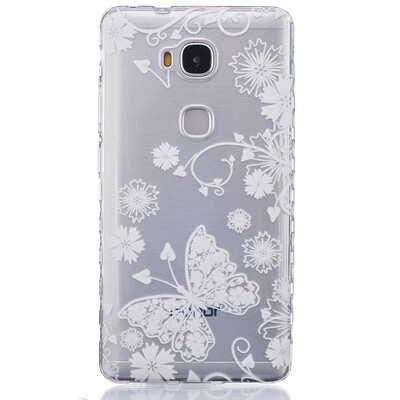 

White butterfly Pattern Soft Thin TPU Rubber Silicone Gel Case Cover for HUAWEI Honor 5X
