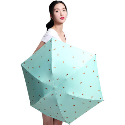 

【Jingdong Supermarket】 Lan Shiyu Z049 sun umbrella three folding lady ultra light blue umbrella sun umbrella light green