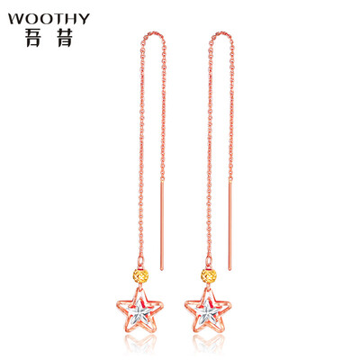 

Mythion 18K gold ear nail earrings female 18K rose gold gold five-pointed star earrings ear color gold three-color about 78mm