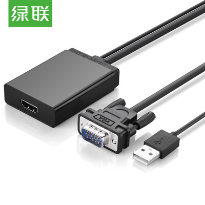 

Green UGREEN VGA to HDMI converter with audio HD video adapter cable cable connection computer monitor TV monitor projector line black 40213
