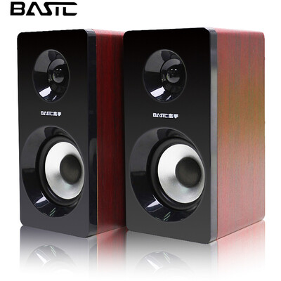 

My hand BASIC M6 20 channel mini stereo computer USB portable wood subwoofer red wood grain