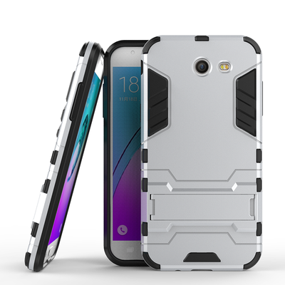 

Silver Slim Robot Armor Kickstand Shockproof Hard Rugged Rubber Back Case For SAMSUNG GALAXY J3 Prime