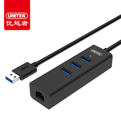 

(UNITEK) USB-сплиттер 3.0 Интерфейс USB-кабеля для передачи данных для RJ45-гигабитного Ethernet-адаптера Порт ноутбука внешнего сетевого концентратора HUB-концентратор Y-3083BK