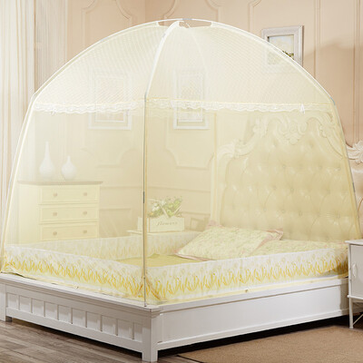 

Yingxin textile upgraded version of the three open lace lace yurt nets can be hung rice beige 15 meters bed