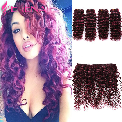 

Grade 7a Malaysian Red 99j Deep Curly Virgin Hair Extension 4pcs lot Red Burgundy Deep Curly Hair Weaving For Sexy Fashion Woman