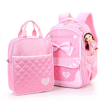 

AMIKAMIDA childrens school bag primary school bag 1-3-6 years girl backpack set small pink bag408