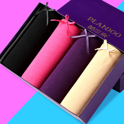 

Jingdong supermarket] Palando (PLANDOO) ladies underwear cotton low waist breathable women's underwear four mixed color