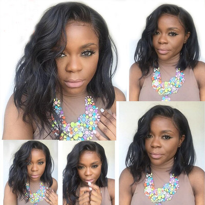 

Glueless Lace Front Human Hair Wigs For Black Women Brazilian Hair Short Wavy Bob Lace Front Wig with Baby Hair