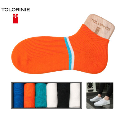 

Jingdong supermarket] TOLORINIE casual men socks combed cotton socks double needle face jacquard male socks socks socks 6 double loaded K7059