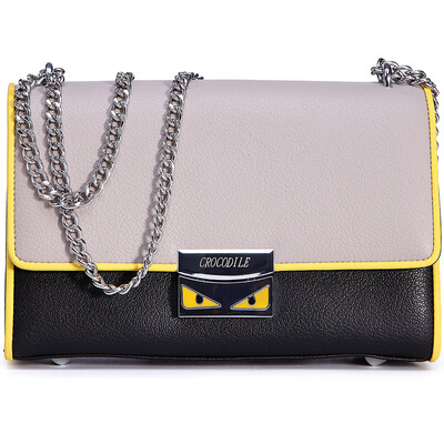 

Crocodile (CROCODILE) casual cowhide shoulder diagonal cross package small devil lock chain chain tide 12671099-02 gray