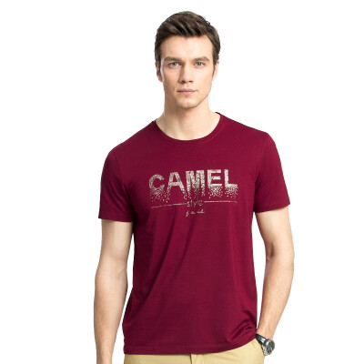 

Camel (CAMEL) men's casual letter pattern round neck daily youth short-sleeved T-shirt X7B189068 dark red