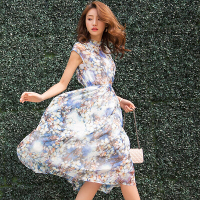 

Siberian woman 2017 summer stand collar dress big dress temperament dress S72R0236A28M color