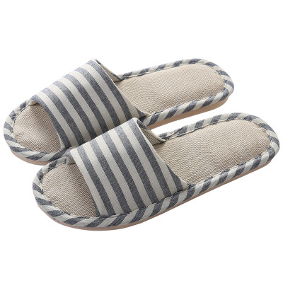 

Jingdong supermarket] set pure JICHUN slippers linen slippers breathable non-slip couples home drag male black 44-45 yards (for 42-43 yards) 17002