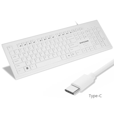 

Chong наслаждаться (Banruo) CK450 Type-C версии USB3.1 проводной клавиатура мультимедийного ноутбука настольного ПК TV Универсального белой
