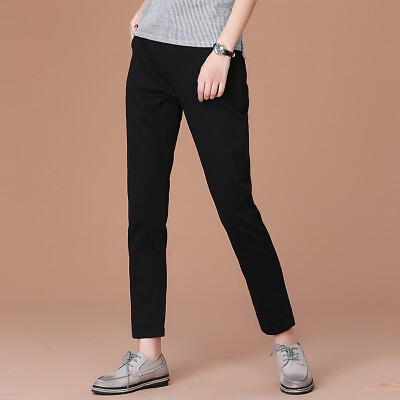 

CITYPLUS Arts Fan loose waist stretch loose Halen solid color wild casual pants CWKX172264 black