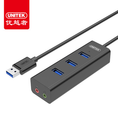 

UNITEK usb30 splitter usb external sound card high-speed hub a drag three interface headset converter two-in-one computer free drive Y-3150BK