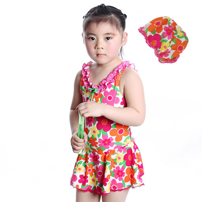 

Yizi EZI Kid's Colorful Flower One-piece Юбка Девушки Купальники Плавать Cap 10089 Цветной цветок 12/13 лет 150-160cm
