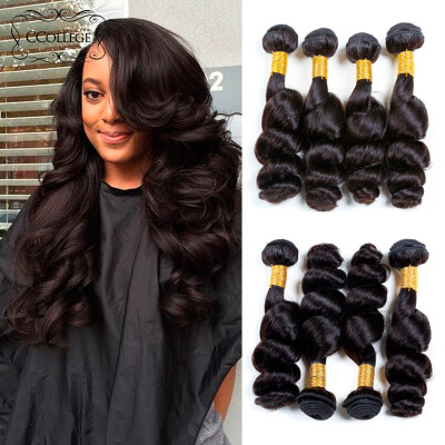 

CCollege Brazilian Loose Wave 4 Bundles Natural Black Hair Extensions Grade 8A Brazillian Loose Wave