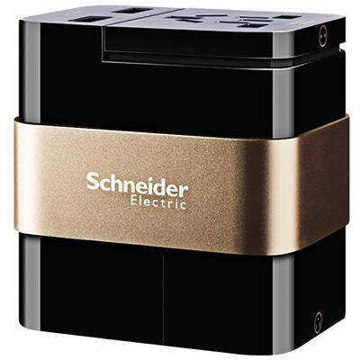

Schneider Electric universal adapter plug 4 - bit travel socket for 2 USB drivesblack&gold