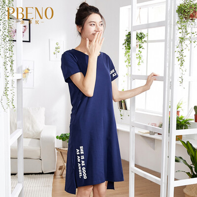 

Pai Ban slave PBENO pajamas summer 2017 new cotton Slim temperament dress home service skirt 70722008 dark blue XL