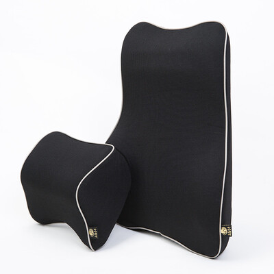 

Wufu Jinniu car headrest lumbar suit space memory cotton driving neck pillow belt lumbar pillow back pillow back cushion cool black