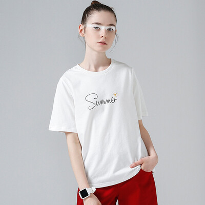 

Начало TOYOUTH 2017 Печатная вышитая футболка с коротким рукавом 8720131025 Rice White XL