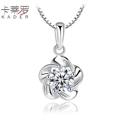 

Katie 925 Silver Flower Flower Necklace Female Set Swarovski Zirconia Simple Japanese & Korean Pendant Jewelry Staple Chain