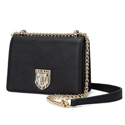 

Aokang Ms Shoulder Bag Tote Bag Solid Metal Lock Chain Bag Messenger Bag 8711301061 Black