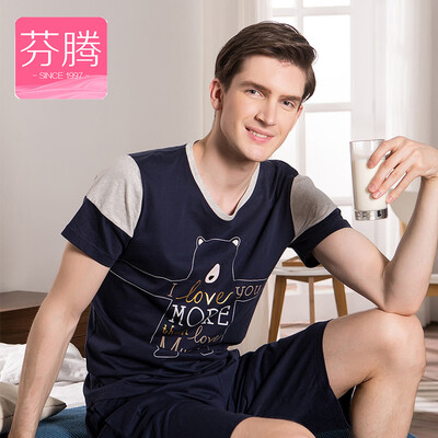 

Fen Teng FENTENG underwear pajamas male summer 2017 new cartoon printing men&39s casual home service suit men L9723701 deep blue