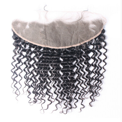 

Malaysian Remy Hair Deep Wave Lace Frontal Closure With Baby Hair 13x4 Ear To Ear 100 Human Hair 8-22" Free Part
