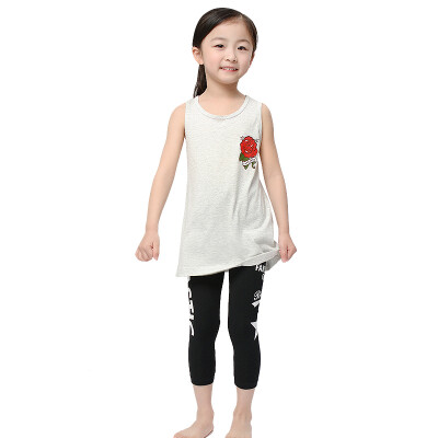 

Yu Zhaolin YUZHAOLI T-shirt Set Summer Girls Short Sleeve Pants Set M416604 Rose Rice Set 120 yards