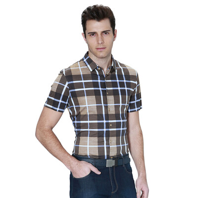 

Rimula Мужская K-боксерская рубашка Fashion Check Pattern Повседневная мужская рубашка с коротким рукавом Silky Cotton Shirt FDBY2385 Khaki 185