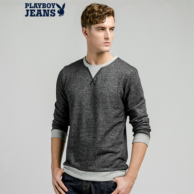 

Playboy (PLAYBOYJEANS) trend hit color collar men sweater Slim Korean version 13AWPB08M003 Ma gray 2XL