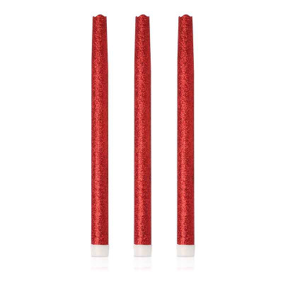 

12 Inches Melted Led Taper Candles with Timer,Battery Operated,Pack of3