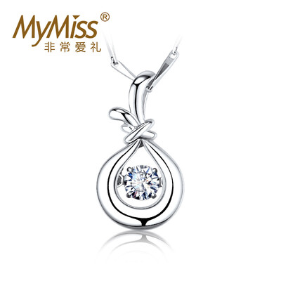 

Mymiss Collar Necklace 925 Silver Plated Platinum Pendant Female Safe Forbidden Bag