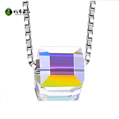 

City Yuguang s925 Silver Crystal Cube necklace pendant
