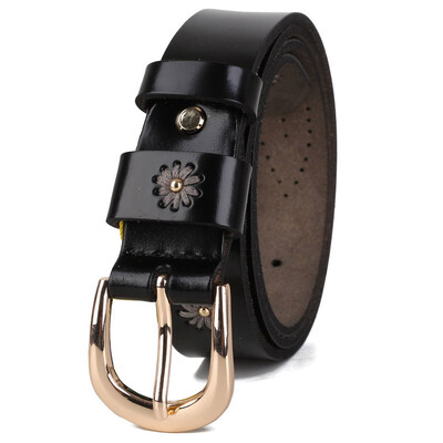 

Close lily LovingLilies ladies belt Korean version of the trendy female belt small daisy hollow woven knitted leather buckle belt belt belt 12509 black