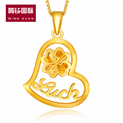 

Ming drilling international lucky star 18K gold love pendant with silver necklace