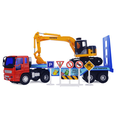 

(LiLi) long-arm excavator and trailer children's toy car model baby boy 3-6 years old combination set