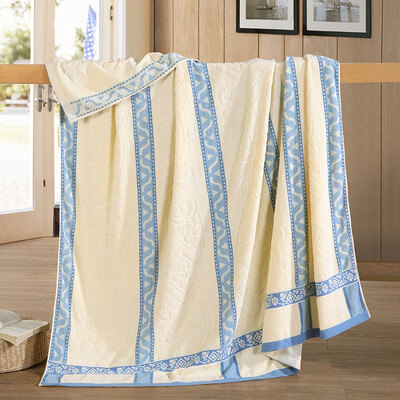

Yingxin textile cotton jacquard towel is breathable air-conditioned blanket blanket napping sofa blanket blanket blue 150 200cm