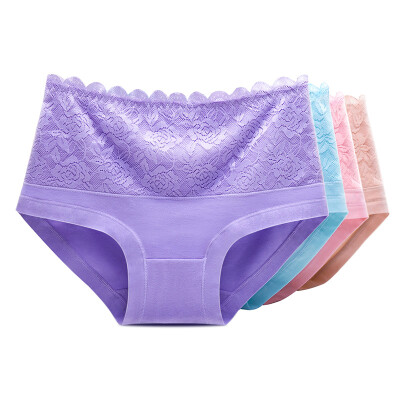 

[Jingdong supermarket] beauty Ya Ya Ting underwear waist lace cotton crotch underwear female 4 loaded sky blue + light purple + shrimp powder + color XXL code