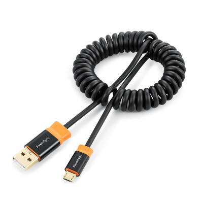 

PowerSync) CUB2KCSM0015 USB2.0 A public TO Mirco spring computer data two-color round black with orange crown King Edition