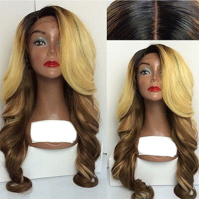 

Brazilian Body Wave Full Lace Wig Ombre Blonde/Brown Glueless Lace Front Human Hair Wigs For Black Women Full Lace Human Hair Wigs