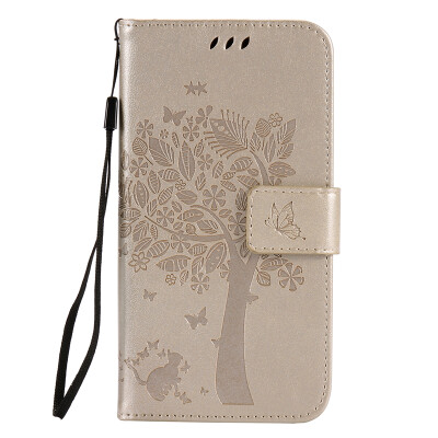 

Gold Tree Design PU Leather Flip Cover Wallet Card Holder Case for HUAWEI Y5II