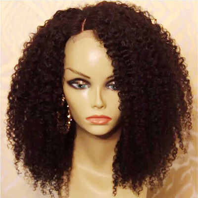 

150 density Virgin brazilian short curly lace front wig with baby hair lace front human hair kinky curly wigs for black women