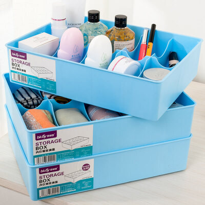 

【Jingdong Supermarket】 Baicao Park (bicoy) plastic storage box underwear storage box storage box 3 sets (10 plastic box blue